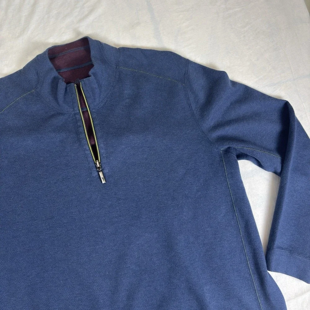 Tommy Bahama 1/4 Zip Reversible Flipshore Mens 2XL Heritage Red Navy Blue